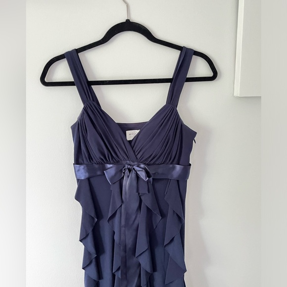 Y2K Inspired Blue Spaghetti Strap Midi Dress with Ruffle detail - Picture 2 of 3